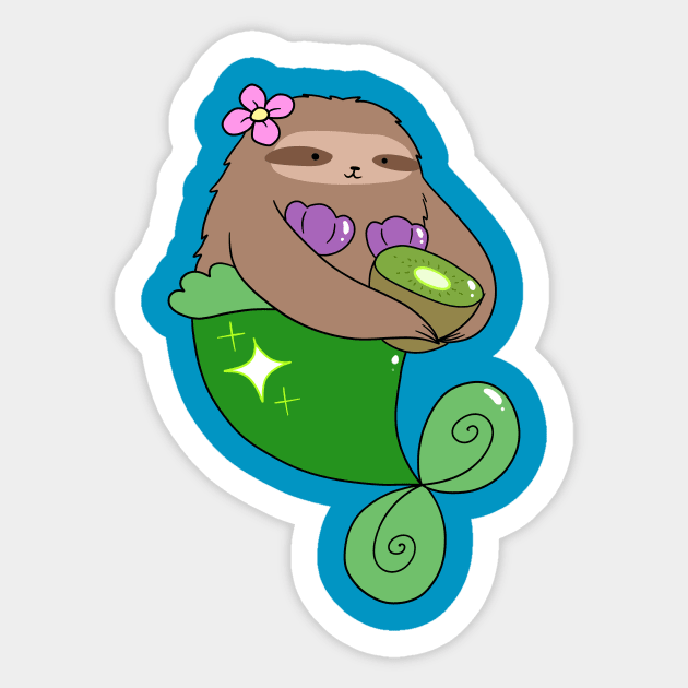 Kiwi Mermaid Sloth Sticker by saradaboru